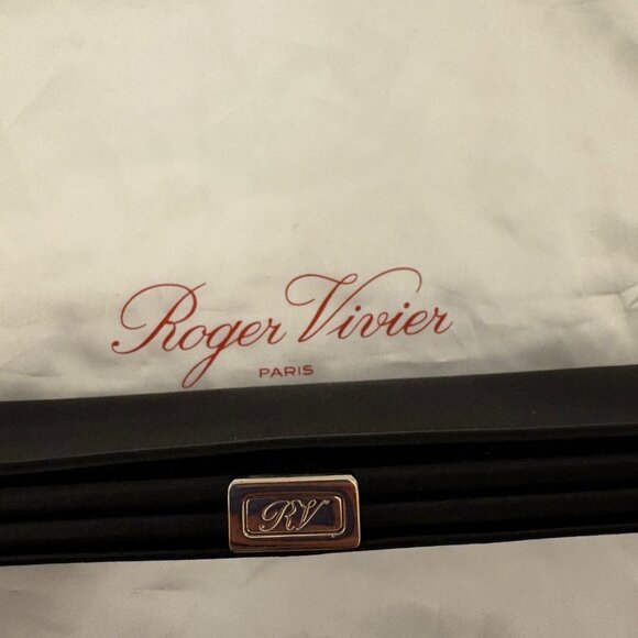 Roger Vivier Pilgrim Buckle Clutch in Satin - Black Clutch - Picture 5 of 8